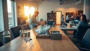 Gestora organiza identificadores em categorias sobre uma mesa, representando o controle de tecnologias digitais.